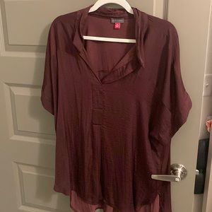 Vince Camuto: satin feel too, deep V with a collar